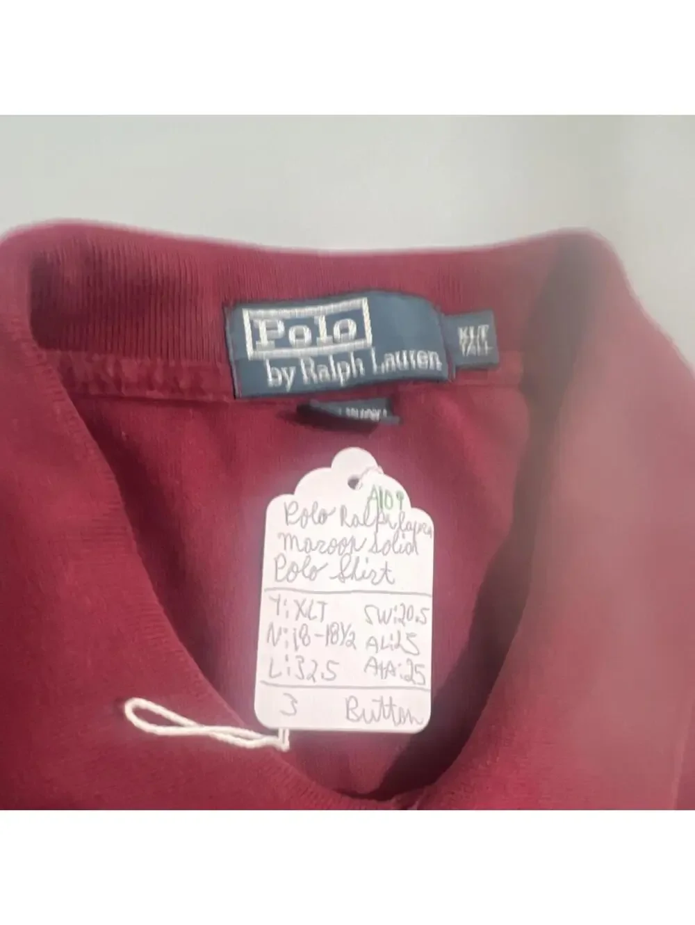 BIG TALL Polo Ralph Lauren Men's Maroon Red Cotton Long Sleeve Polo XLT $89